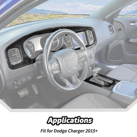 for 2015+ Dodge Charger 8.4 Inches Screen Console Dashboard Gear Shift Box Cover Trim