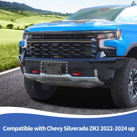 For 2022+ Chevy Silverado ZR2 Front Bumper License Plate Frame Bracket Holder