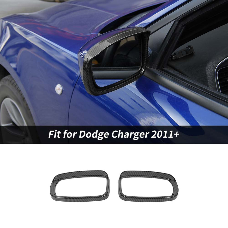 For 2011+ Dodge Charger light Green Rearview Mirror Rain Eyebrow Frame Trim