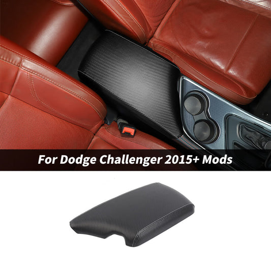 For 2015+ Dodge Challenger Leather Center Armrest Box Panel Cover Trim