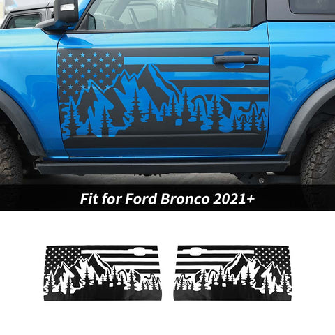 For 2021+ Ford Bronco 2/4 Door Car Side Door Decoration Decal Stickers US Flag