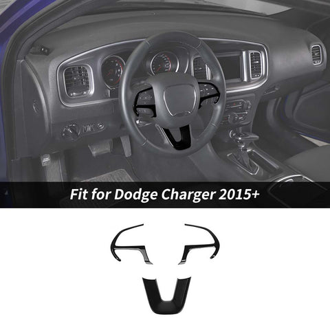 Steering Wheel Decor Cover Trim for Dodge Challenger & Charger 2015+ & Durango 2014+ Carbon Fiber 3pcs/set｜CheroCar