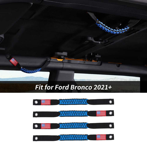 4 x Roll Bar Roof Top Grab Handles Grip For Ford Bronco 2021+ US Flagh Accessories | CheroCar