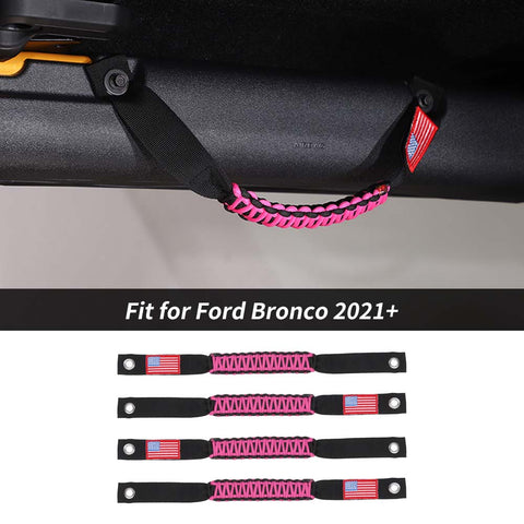 4 x Roll Bar Roof Top Grab Handles Grip For Ford Bronco 2021+ US Flagh Accessories | CheroCar