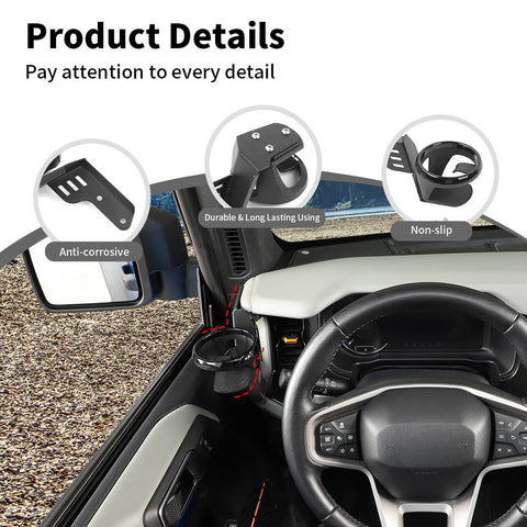 For 2021+ Ford Bronco A-Pillar Handle Water Cup Mount Bracket Holder Stand