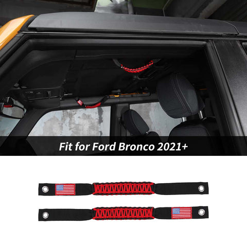 2 x Roll Bar Roof Top Grab Handles Grip For Ford Bronco 2021+ US Flagh Accessories | CheroCar