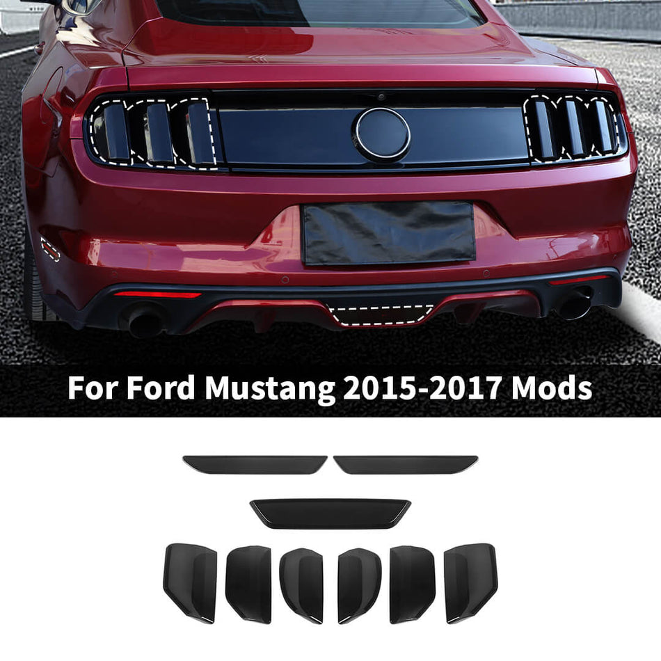 For 2015-2017 Ford Mustang Wheel Brow Light & Rear Tail Light & Fog Lamp Cover Trim Kit (9 pcs)