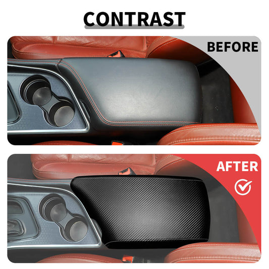 For 2015+ Dodge Challenger Leather Center Armrest Box Panel Cover Trim