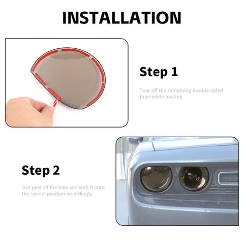 For 2015+ Dodge Challenger Smoked Black Headlight Lamp Cover Trim Decoration