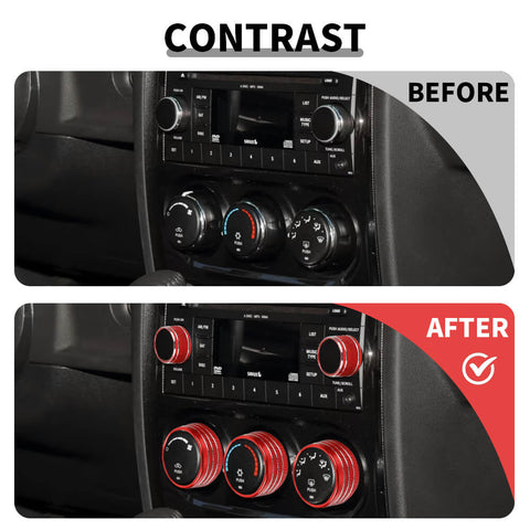 For 2009-2014 Dodge Challenger Air Conditioner & CD Switch Knob Trim Ring