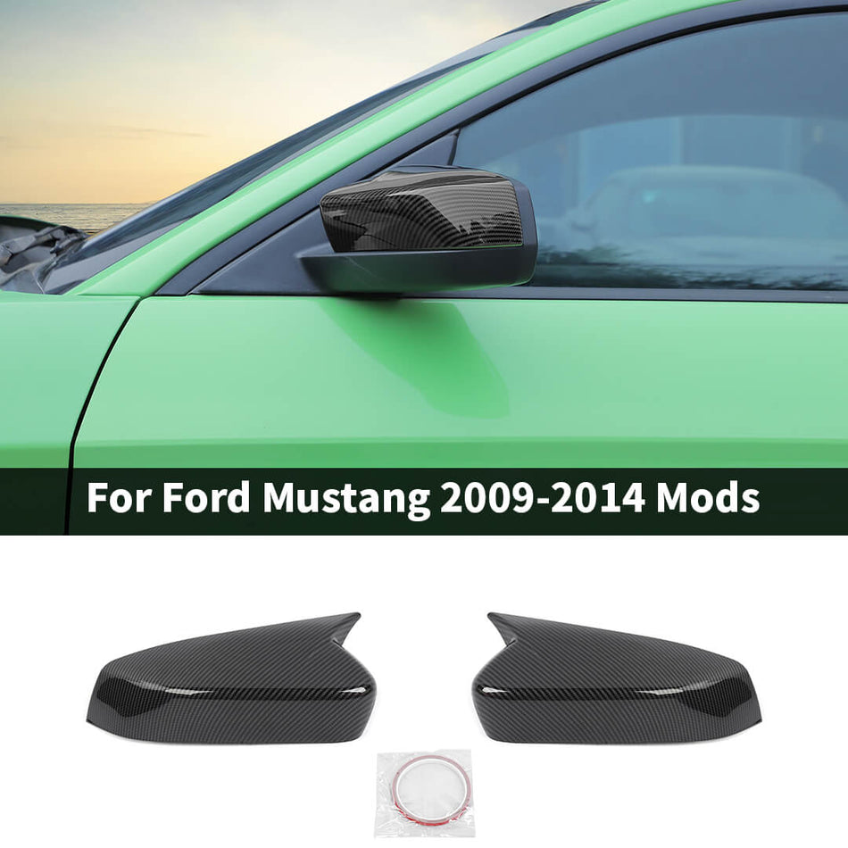 For 2009-2014 Ford Mustang Exterior Side Door Rearview Mirror Cover Trim Shell (2 pcs)