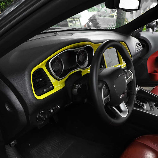 18 x Car Interior Decoration Trim Cover Kits For Dodge Challenger 2015+ Yellow Accessories | CheroCar