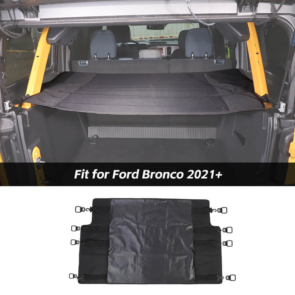 For 2021+ Ford Bronco 4-Door Black Cargo Cover Shield Pad Rear Trunk Shade Curtain