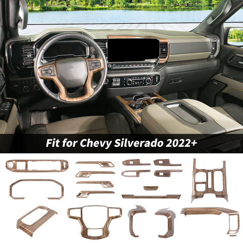 For 2022+ Chevy Silverado 18 x Inner Center Console Dash & Door Handle Trim Cover Kit