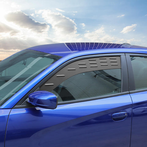 For 2011+ Dodge Charger Front Rear Door Window Glass Louvers Vent Cover