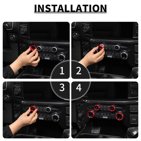 For 2021+ Ford F150 Interior Center Console Air Conditioner Audio Volume Switch Knob Trim