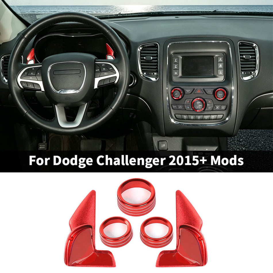For 2015+ Dodge Challenger/Charger Air Conditioner Switch Knob &Shift Paddle Trim Cover (5 pcs)