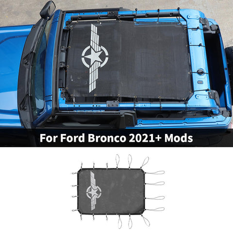 For 2021+ Ford Bronco Car Roof Top Mesh Sun Shade Cover Net