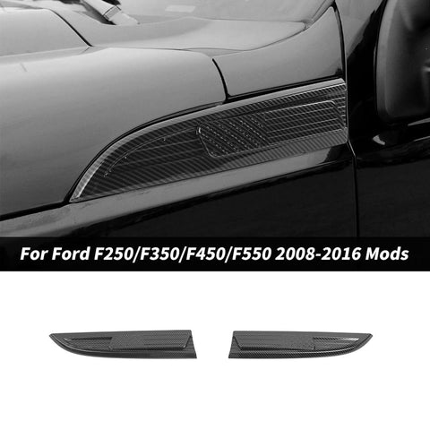 For 2008-2016 Ford F250/F350/F450/F550 Fender Vent Leaf Plate Badge Cover USA Flag Black