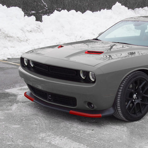 For 2015+ Dodge Challenger Front Hood Scoop Air Vent & Bumper Lip Splitter Cover Trim Kit