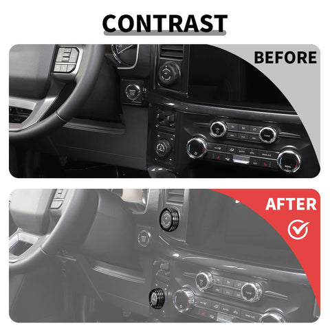 For 2021+ Ford F150 Center Control Dash 4WD/Trailer Switch Knob Rings Cover Trim