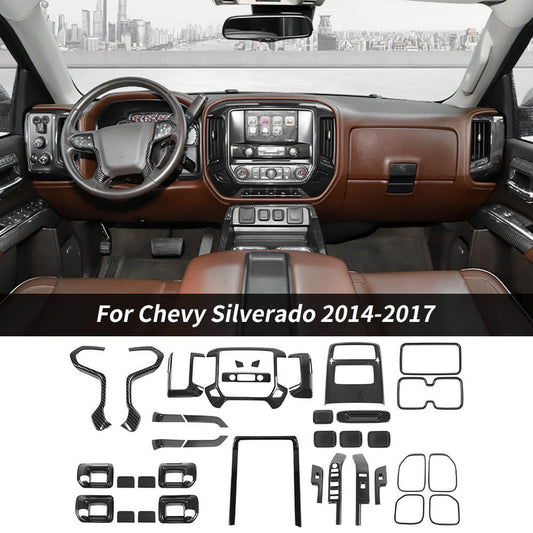 For 2014-2017 Chevy Silverado 1500/ GMC Sierra 37pcs Interior Decor Cover Trim Kit