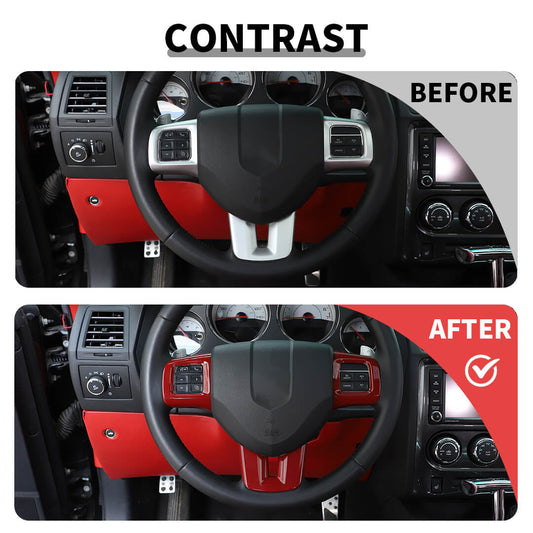 For 2009-2014 Dodge Challenger Center Console Steering Wheel Dash Cover Trims Kit