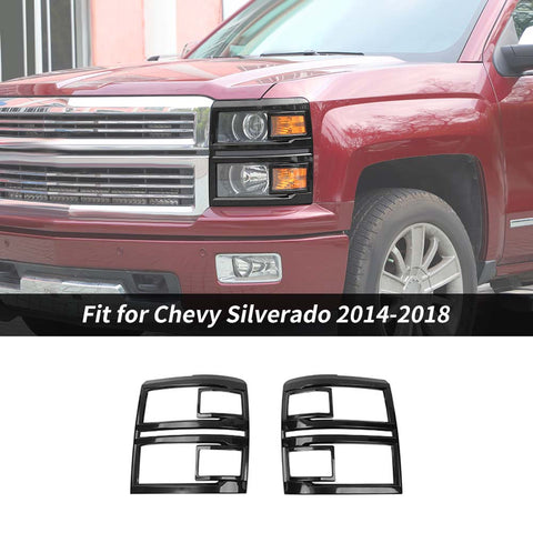 Front Headlight Lamp Frame Trim Decor Cover Red Bezel For Chevy Silverado 2014-2018 Accessories | CheroCar