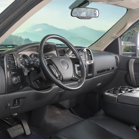 For 2007-2013 Chevy Silverado/GMC-SIERRA Interior Center Console Steering Wheel Cup Holder Trim Cover Kit