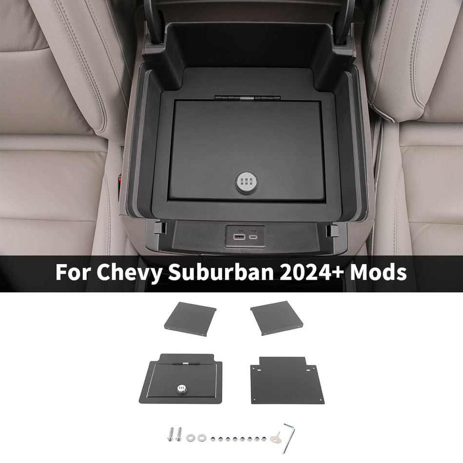 For 2024+ Chevy Suburban/Tahoe Armrest Vault Safe Box Password Lock Insert Tray