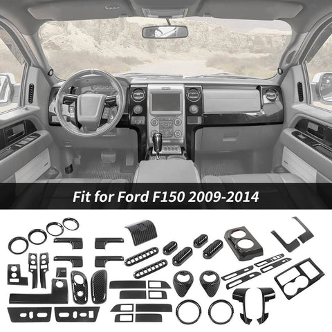 For 2009-2014 Ford F150 Raptor 45 x Center Console And Car Door Trim Kit Carbon Fiber