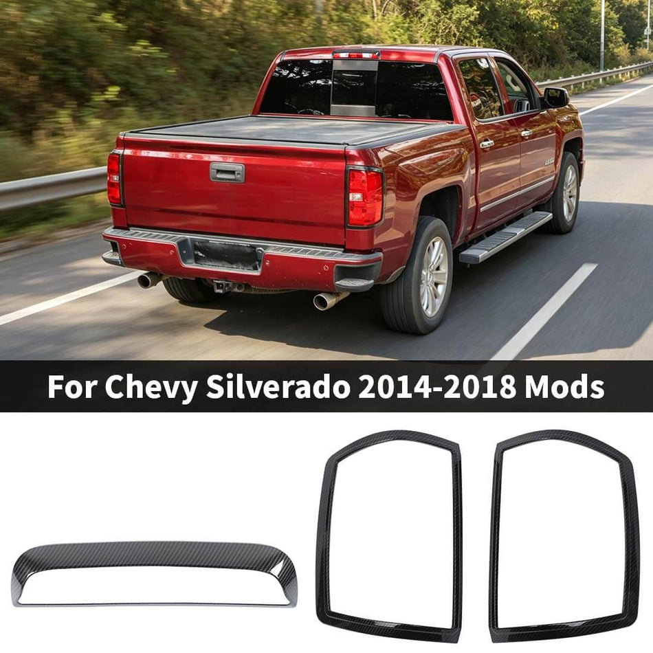 For 2014-2018 Chevy Silverado Rear Taillight High Brake Light Lamp Trim Cover Kit (3 pcs)
