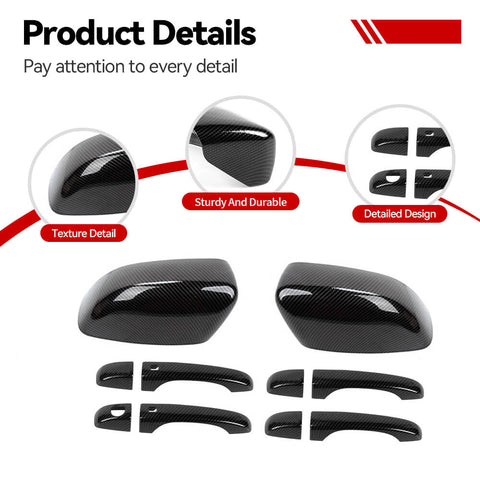 For 2011+ Chrysle 300C Exterior Door Handle Side Mirror Rearview Trim Cover Kit