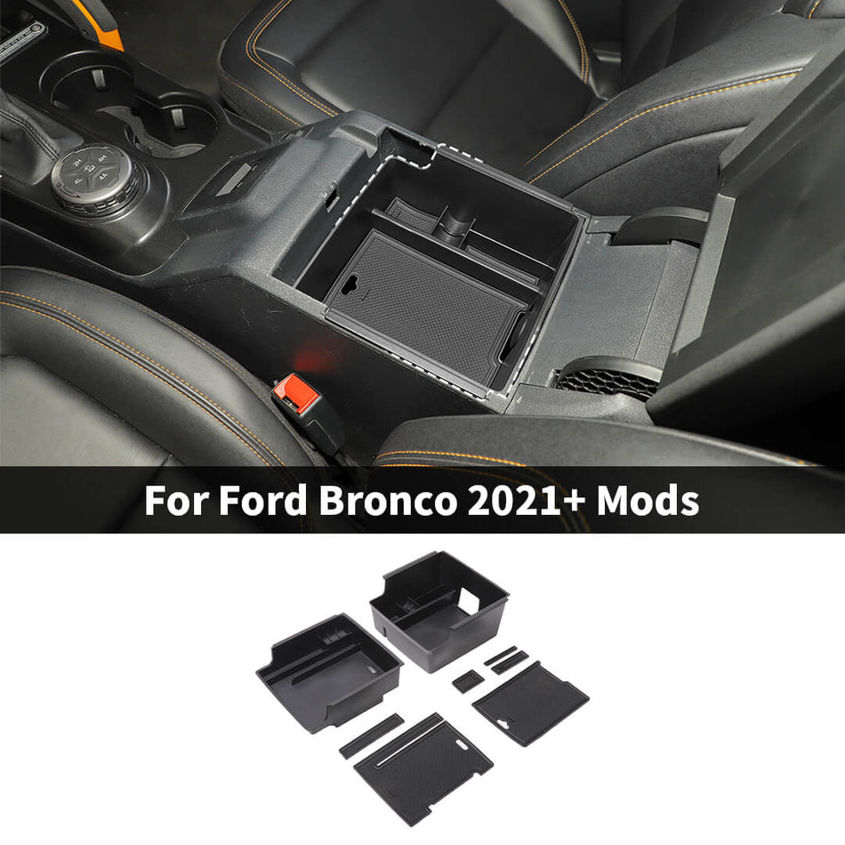 For 2021+ Ford Bronco Interior Center Console Armrest Box Storage Box Organizer Tray