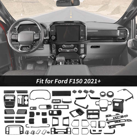 For 2021+ Ford F150 66 PCS Interior Decoration Trim Set Carbon Fiber