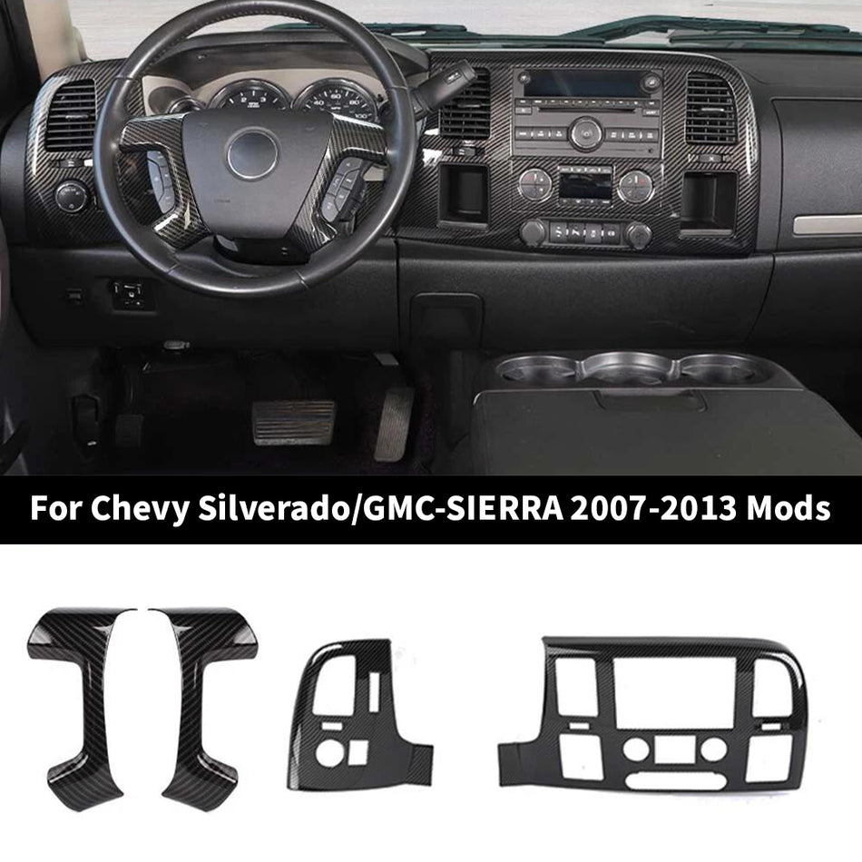 For 2007-2013 Chevy Silverado/GMC-SIERRA Steering Wheel Center Console Vent Panel Trim Cover Kit (4 pcs)