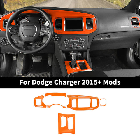 For 2015+ Dodge Charger 8.4 Inches Screen Console Dashboard Gear Shift Box Cover Trim