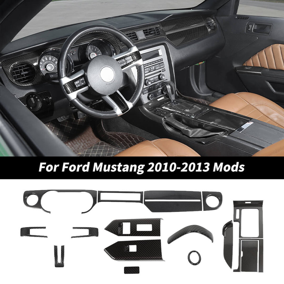 For 2010-2013 Ford Mustang Interior Center Console Trim Cover Kit (16 pcs)