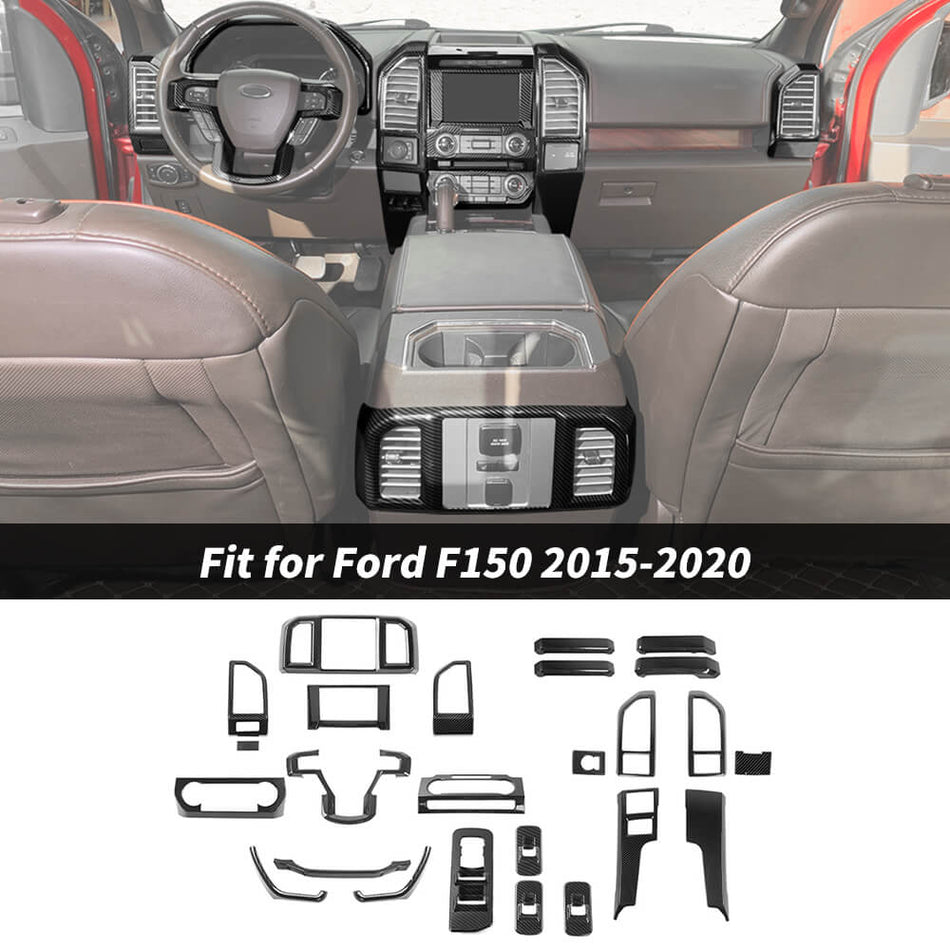 For 2015-2020 Ford F150 25x Inner Center Dash Panel Interior Trim Kit Carbon Fiber – 8” Touchscreen (Sync 3 Only)