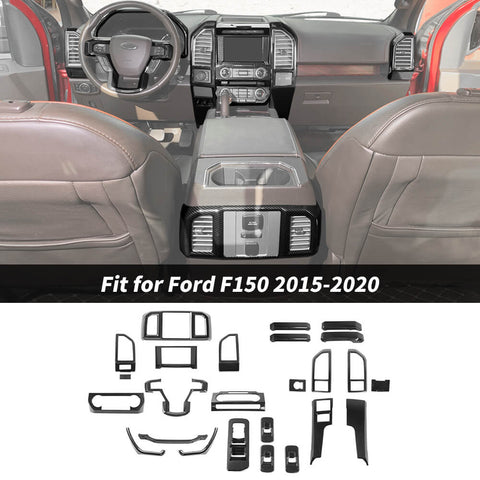 For 2015-2020 Ford F150 25x Inner Center Dash Panel Interior Trim Kit Carbon Fiber