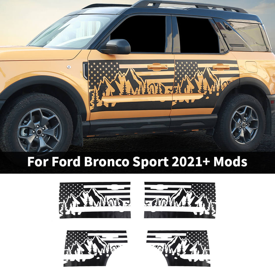 For 2021+ Ford Bronco Sport Exterior Body Car Door Decor Stickers Trim Cover (4 pcs)