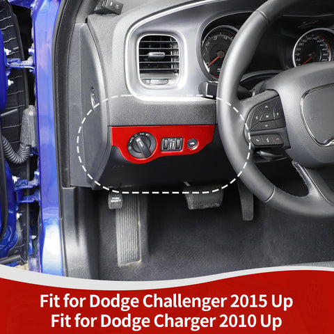 For 2010+ Dodge Charger/2015+ Challenger Interior Headlight Switch Button Decor Cover Trim