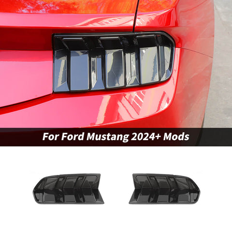 For 2024+ Ford Mustang Sides Rear Tail Light Trim Overlay Bezel Smoked Black