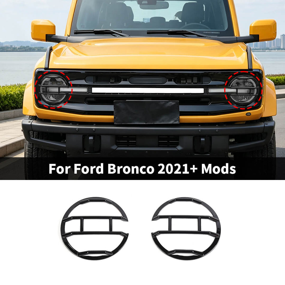 For 2021+ Ford Bronco Exterior Front Headlight Guard Protecter Trim Cover (2 pcs)