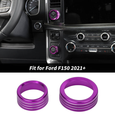 For 2021+ Ford F150 Center Control Dash 4WD/Trailer Switch Knob Rings Cover Trim