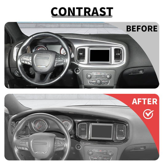 For 2015+ Dodge Charger 8.4 Inches Screen Console Dashboard Gear Shift Box Cover Trim