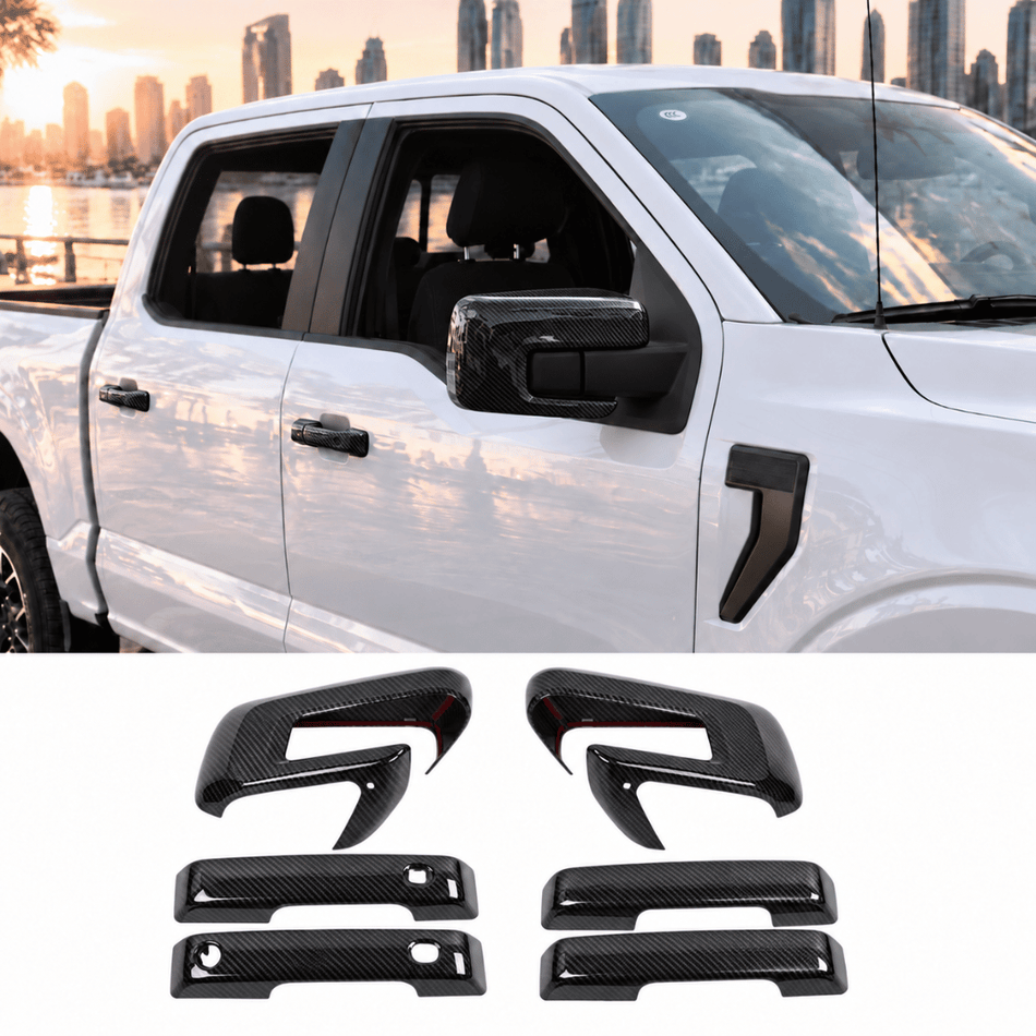For 2021+ Ford F150 Side Mirror Cover & Door Handle Cover Trim Kit