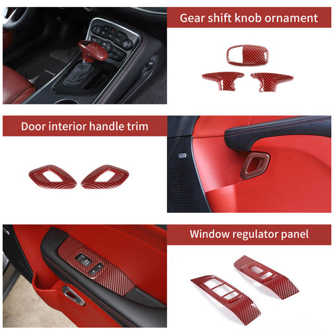 For 2015+ Dodge Challenger Interior Center Console Decor Cover Trim Kit
