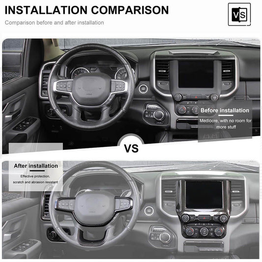 For 2018+ Dodge RAM Interior Steering Wheel Navigation Cover Trim Cover Kit