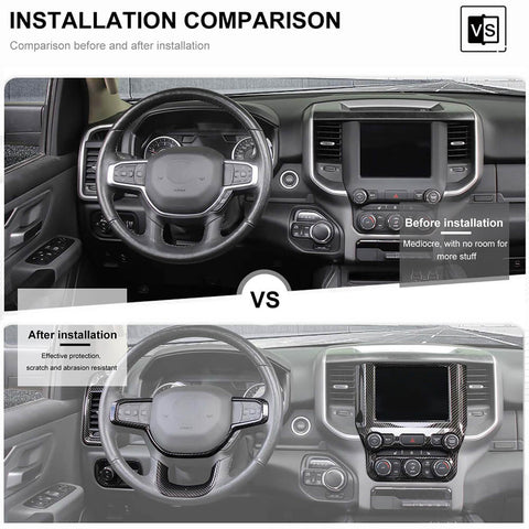For 2018+ Dodge RAM Interior Steering Wheel Navigation Cover Trim Cover Kit